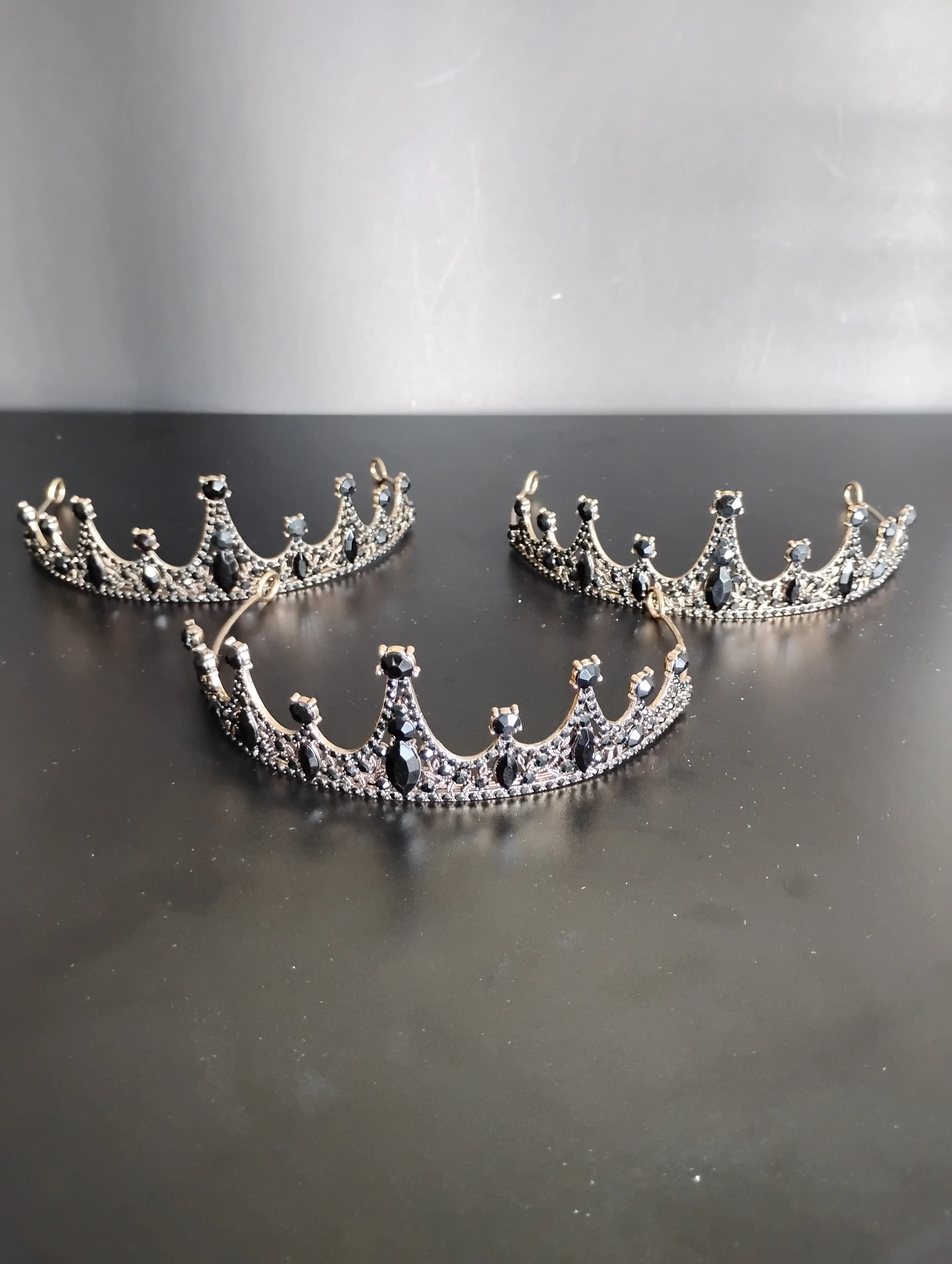 Black Crown | Baroque Crystal Tiara | Gothic Wedding Headpiece