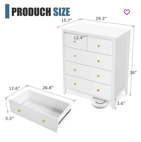 White 5-drawer dresser (pick up 12/1-7) image indicator(2)