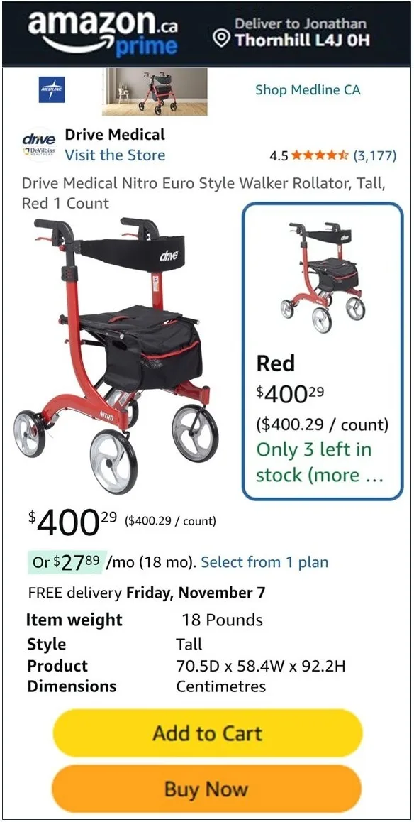 Walker Rollator-Drive Medical Nitro - BRAND NEW- 50% OFF RETAIL image indicator(2)