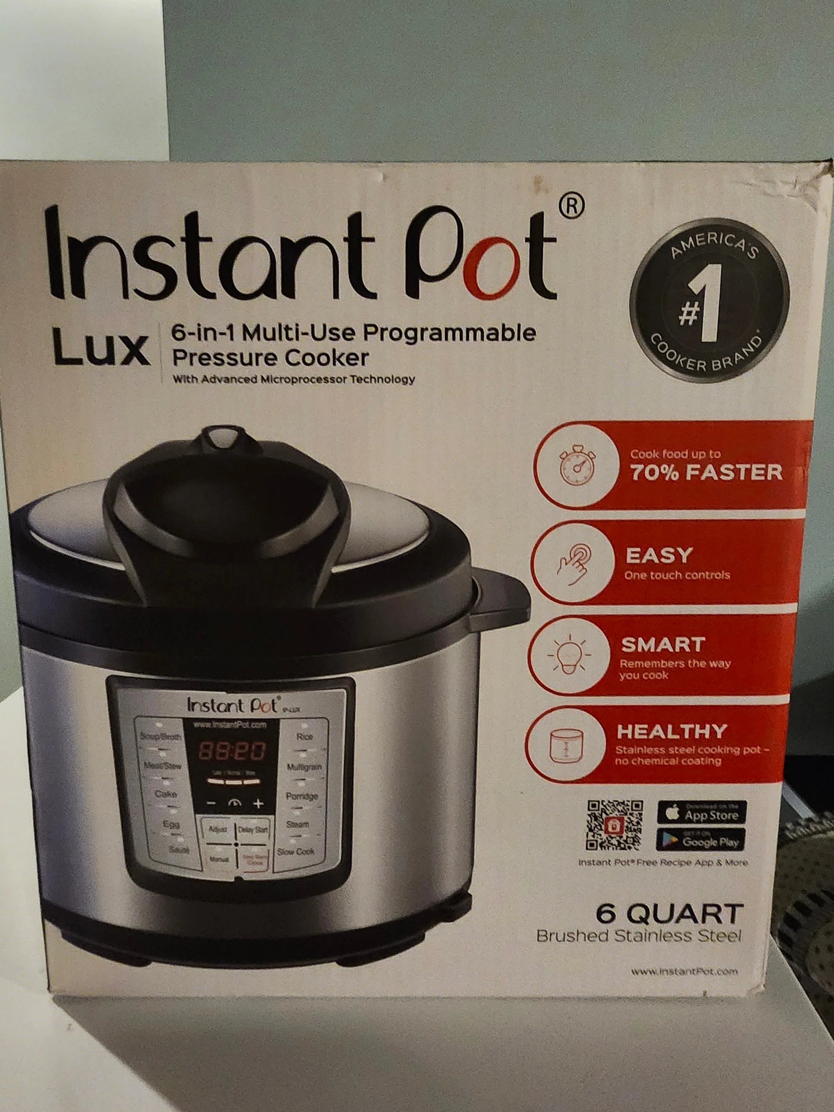 INSTANT POT LUX 6 in 1 Program. Pressure Cooker, New Never USED! image indicator(2)