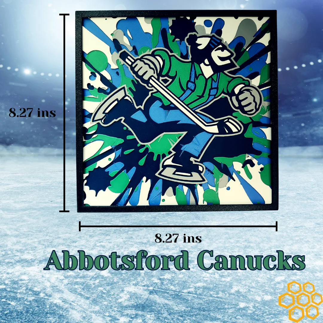 Abbotsford Canucks Framed 3D Printed Logo - 8.27" Square