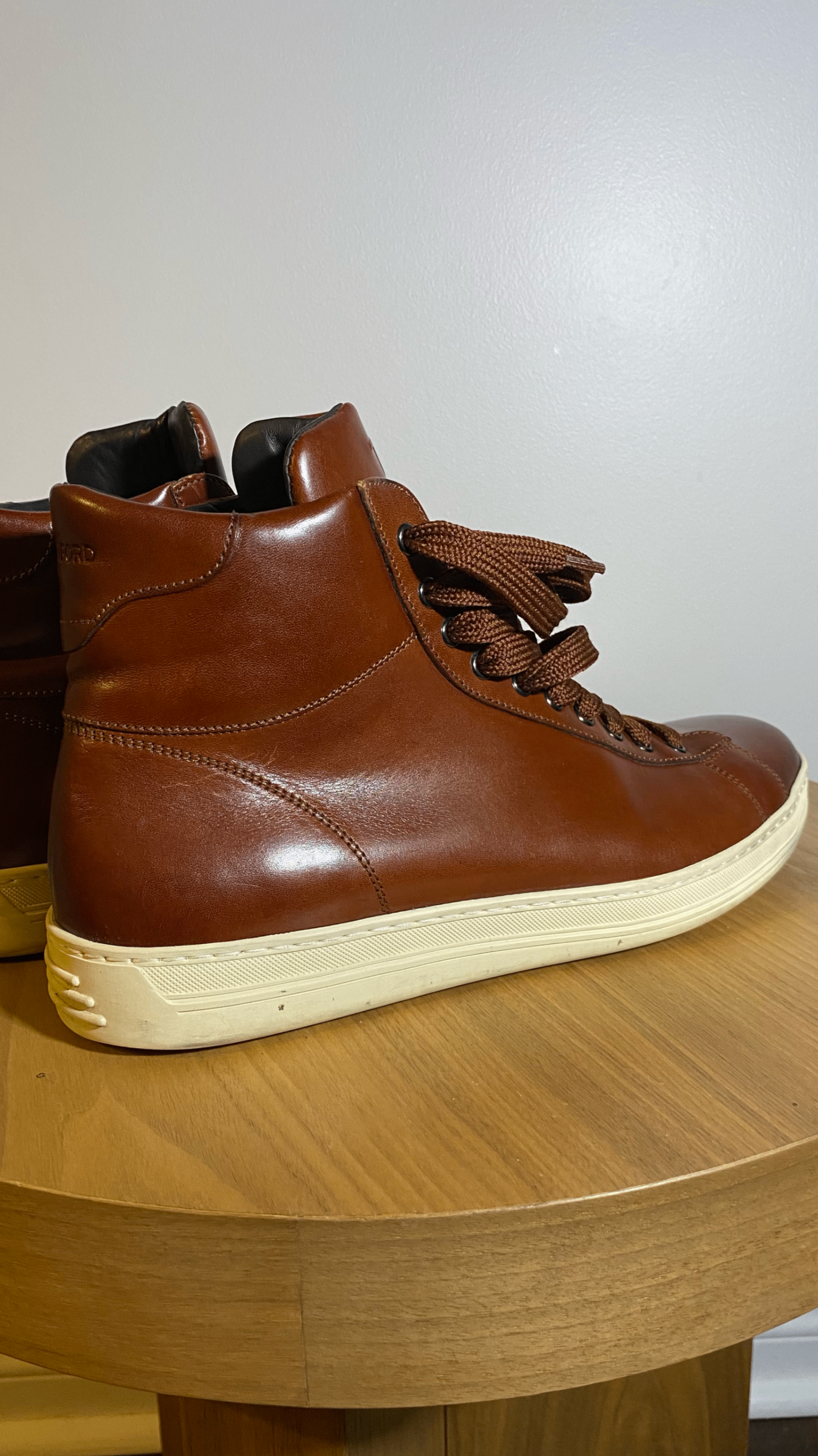 Tom Ford Leather Russel High Top Sneaker Brown - photo 4