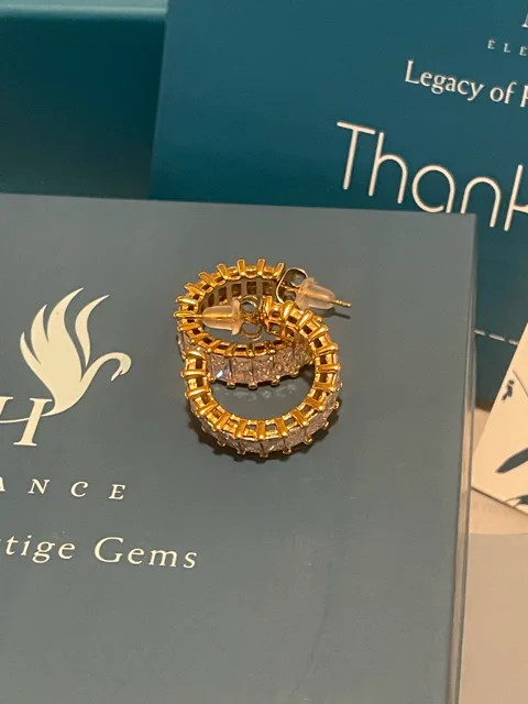 14k Gold Plated Prism Crown Hoops image indicator(4)