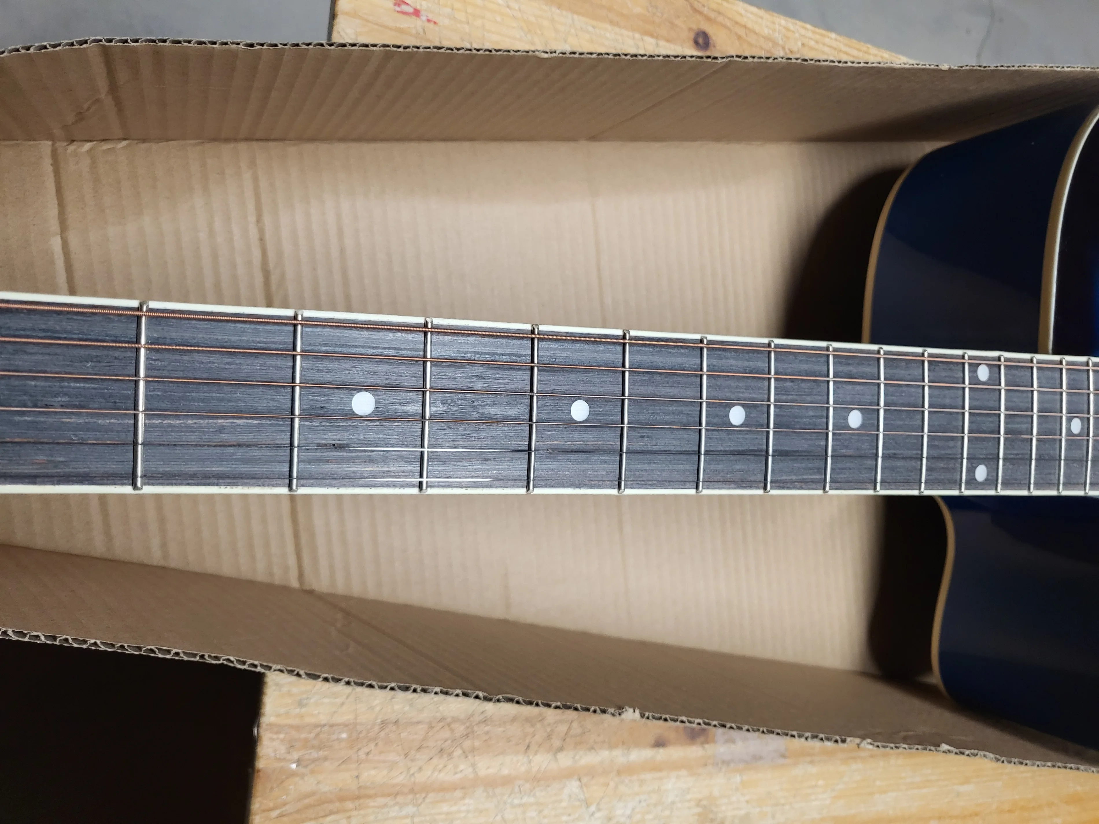 Left handed acoustic guitar cracked body 41 inch full size blue image indicator(6)