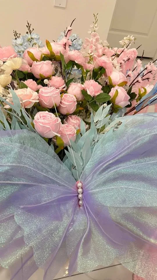 Artifcial Flowers with clear tote box