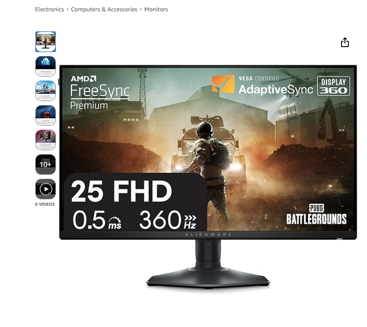 Alienware 25 Gaming Monitor AW2523HF 360Hz