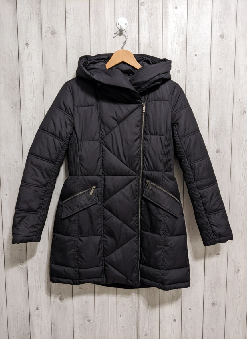 🧥FRENCH CONNECTION Black Hooded Puffer Jacket Parka Womens Sz(M) - photo 2