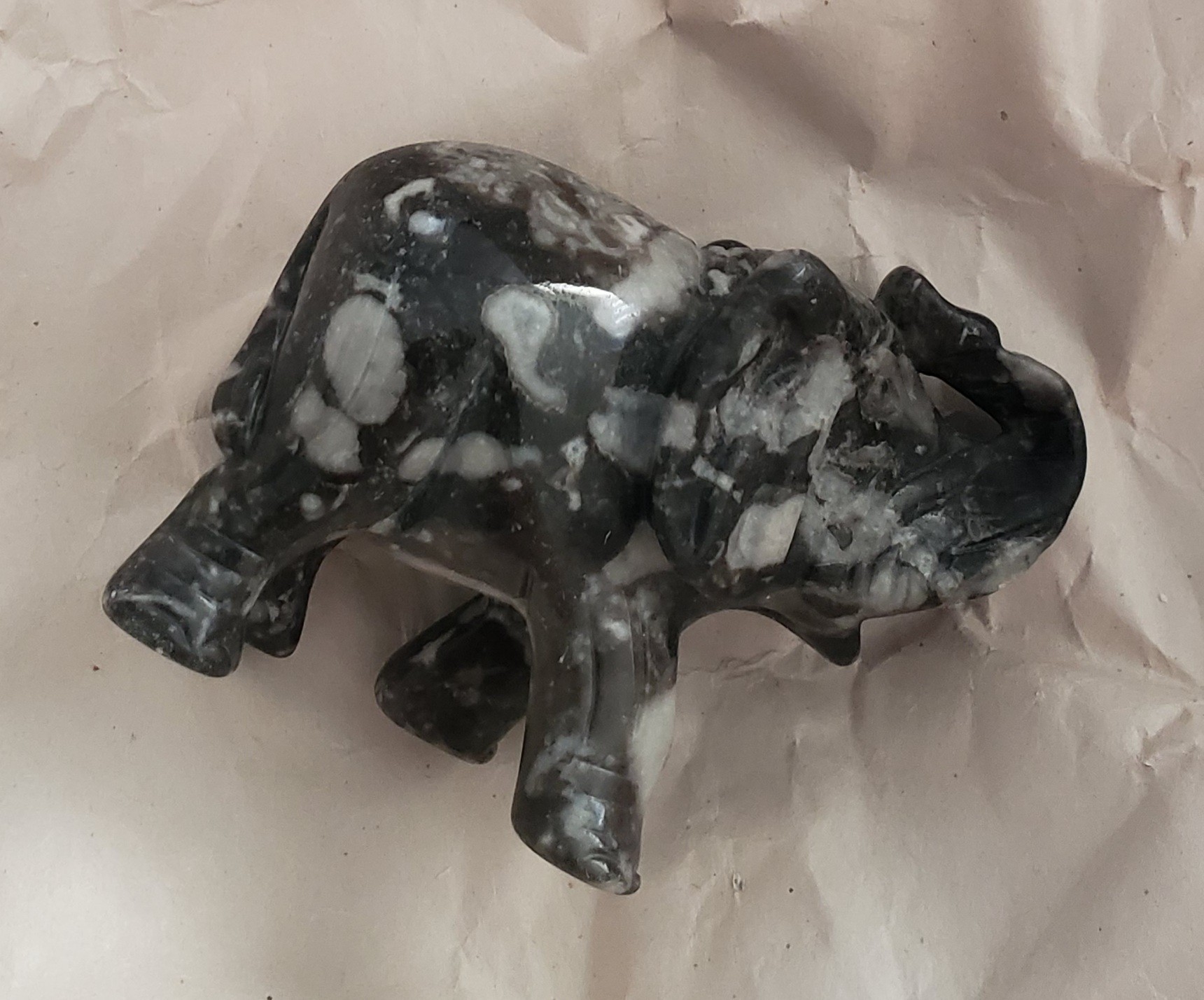 Black Stone Carved Elephant