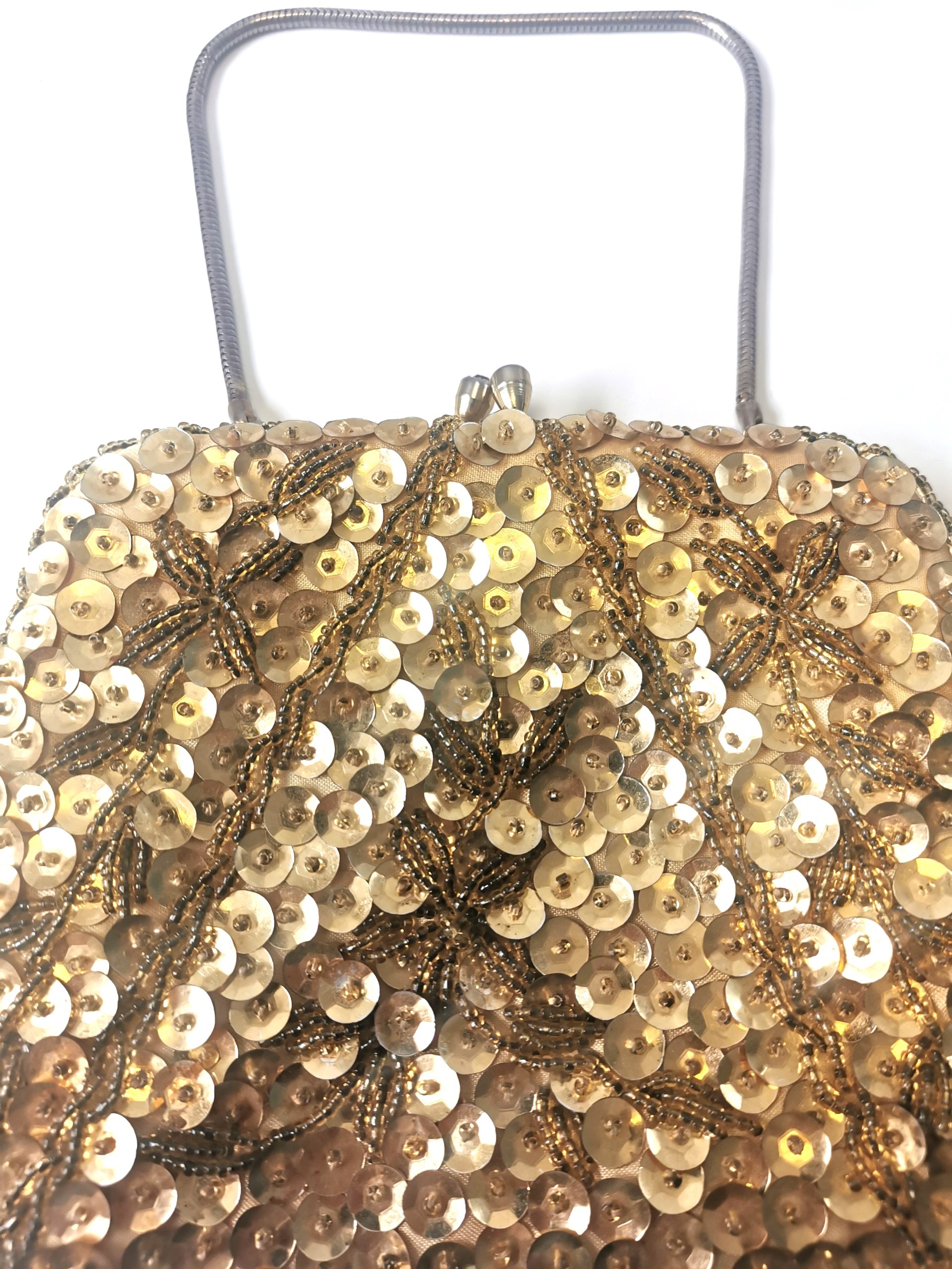 1960s Goldco Gold Beaded & Sequined Evening Clutch Purse - photo 3