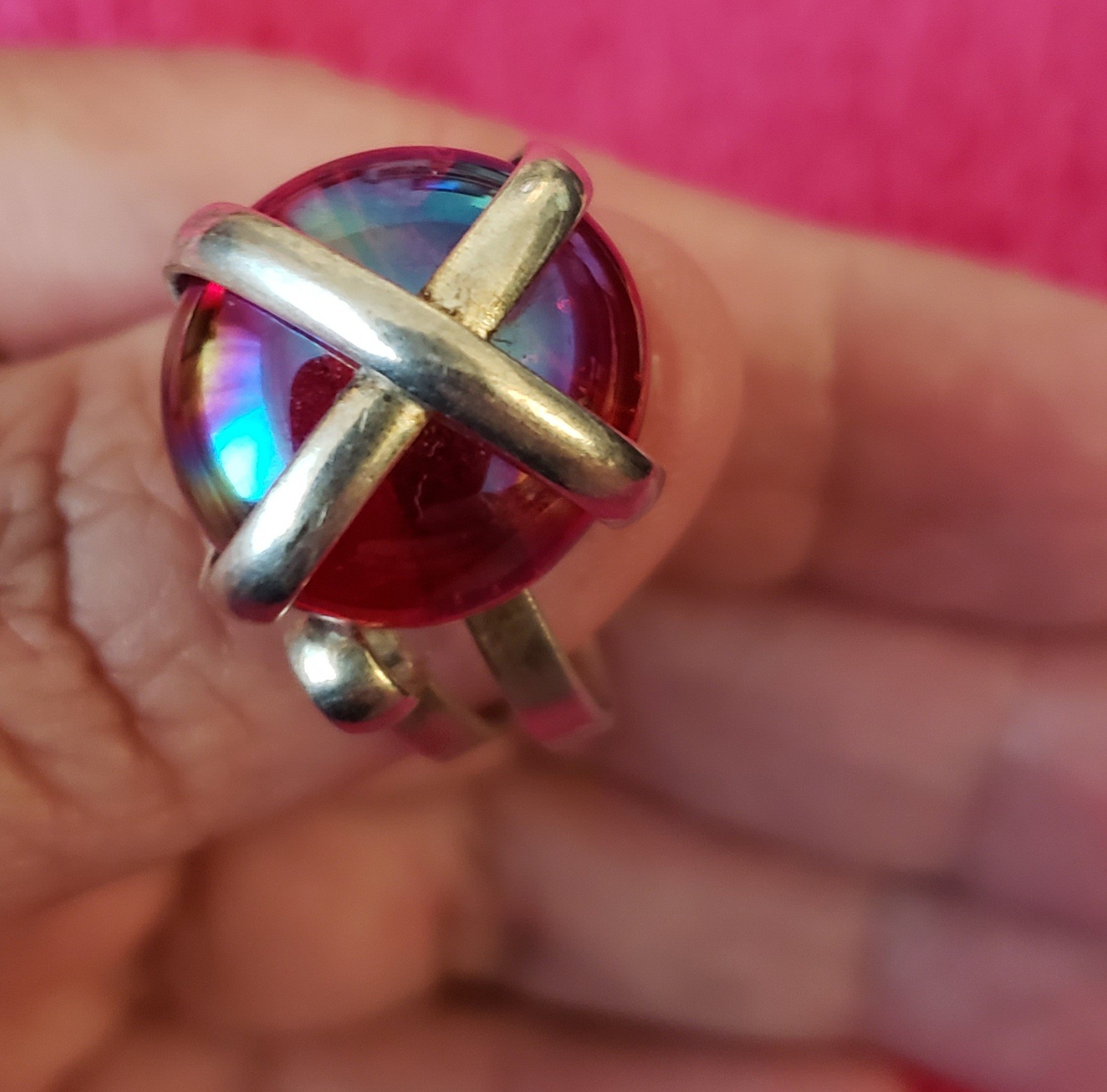 Red Stone Silver Ring - photo 2