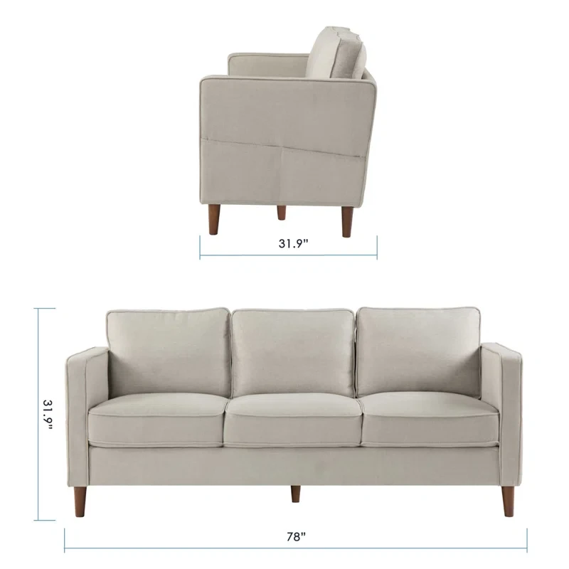 Beige Three-Seat Sofa - photo 3