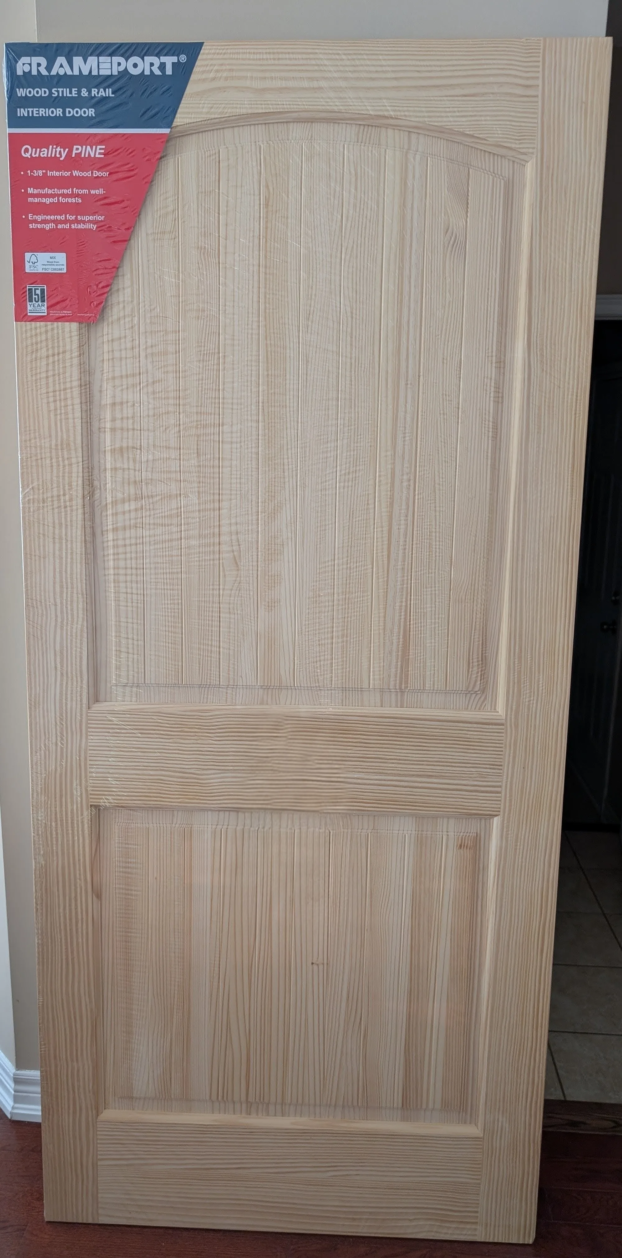 New Frameport Solid Pine Interior Door - 36"x80" (Colonial Arch)