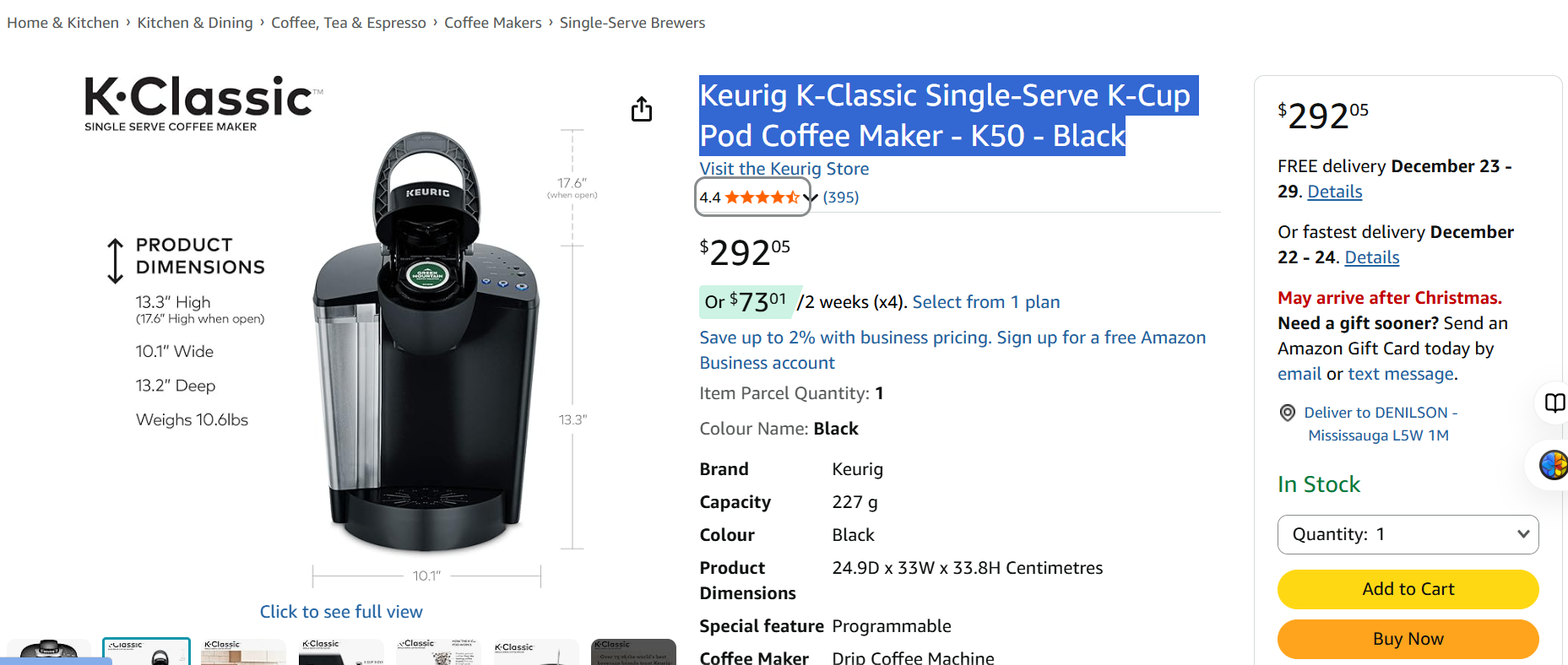 Keurig K-Classic Coffee Maker K-Cup Pod, Single Serve, Black - photo 5