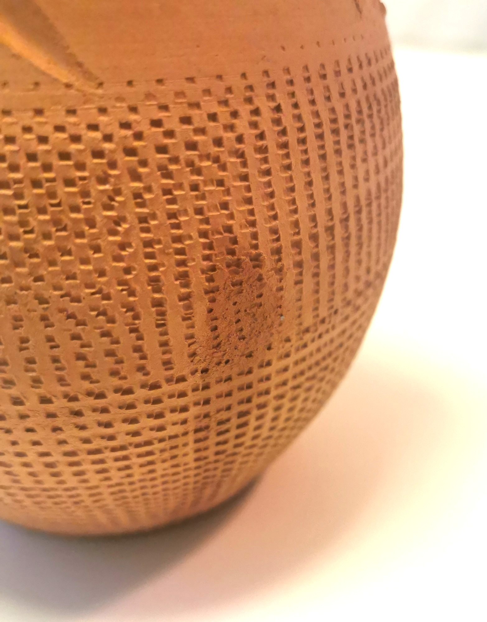 Vtg Portuguese Terracotta Pitcher Hand Carved Texture 8" - photo 4