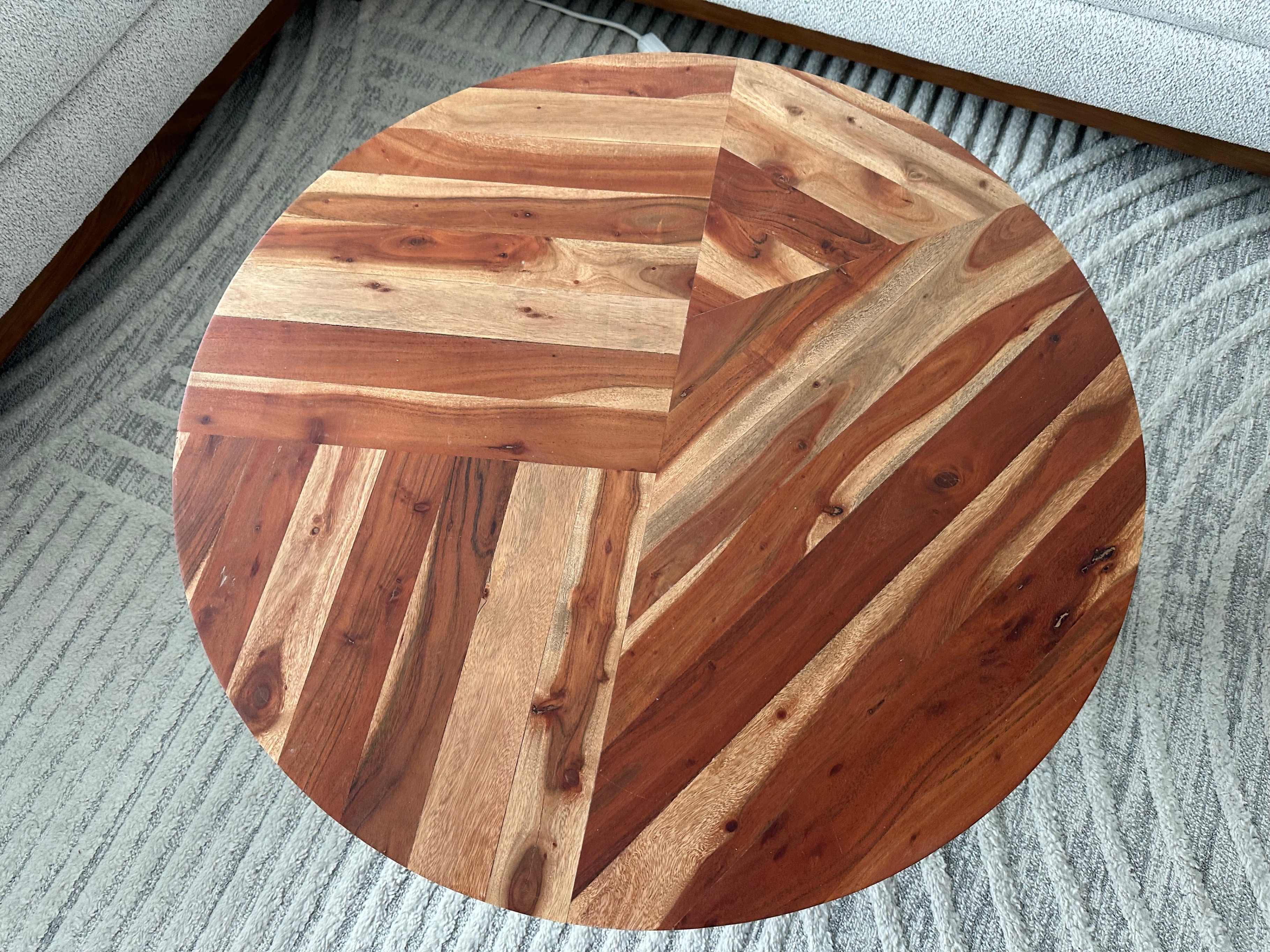 Round Wood Coffee Table 35" Diameter - photo 2