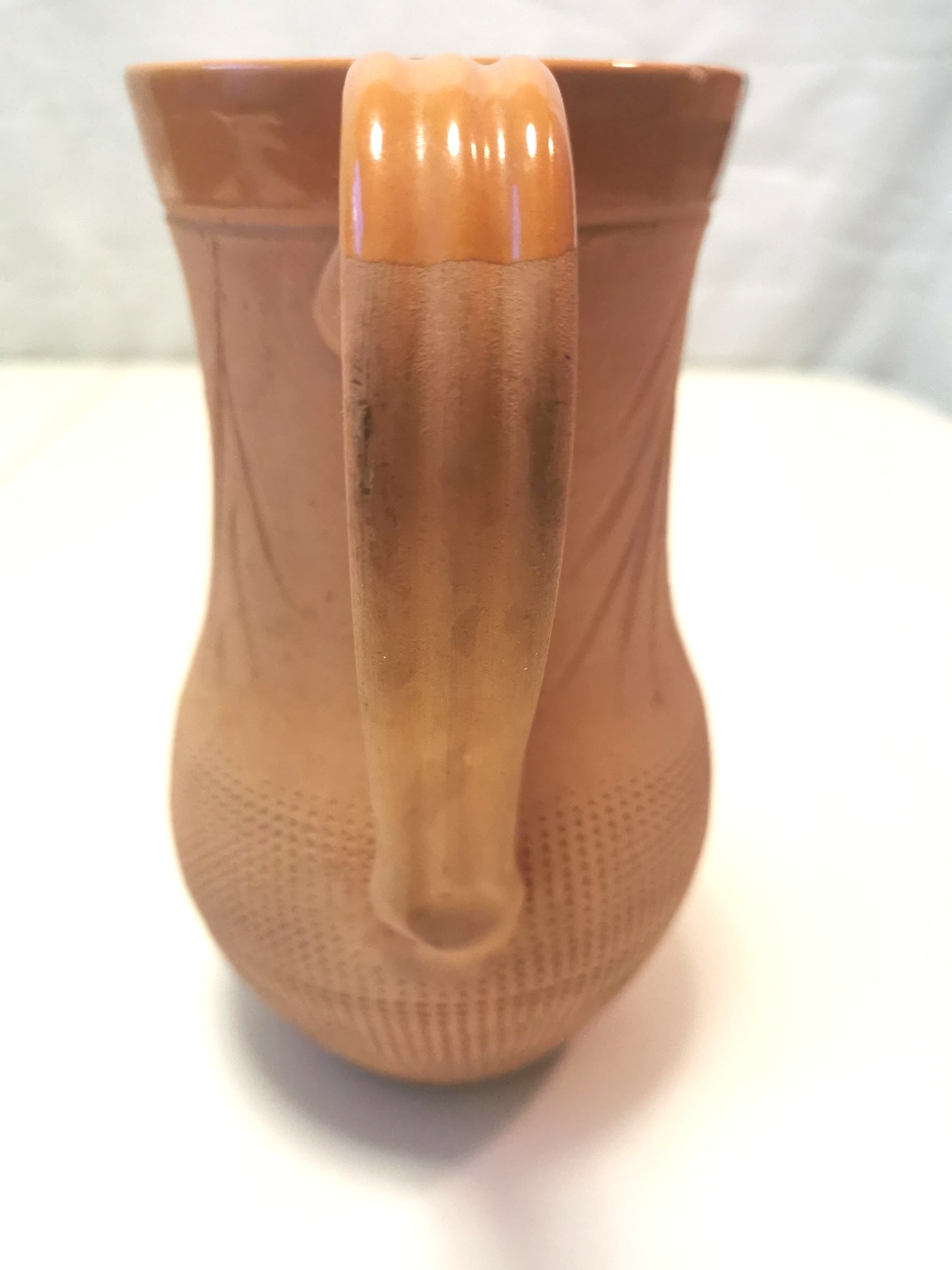 Vtg Portuguese Terracotta Pitcher Hand Carved Texture 8" - photo 2