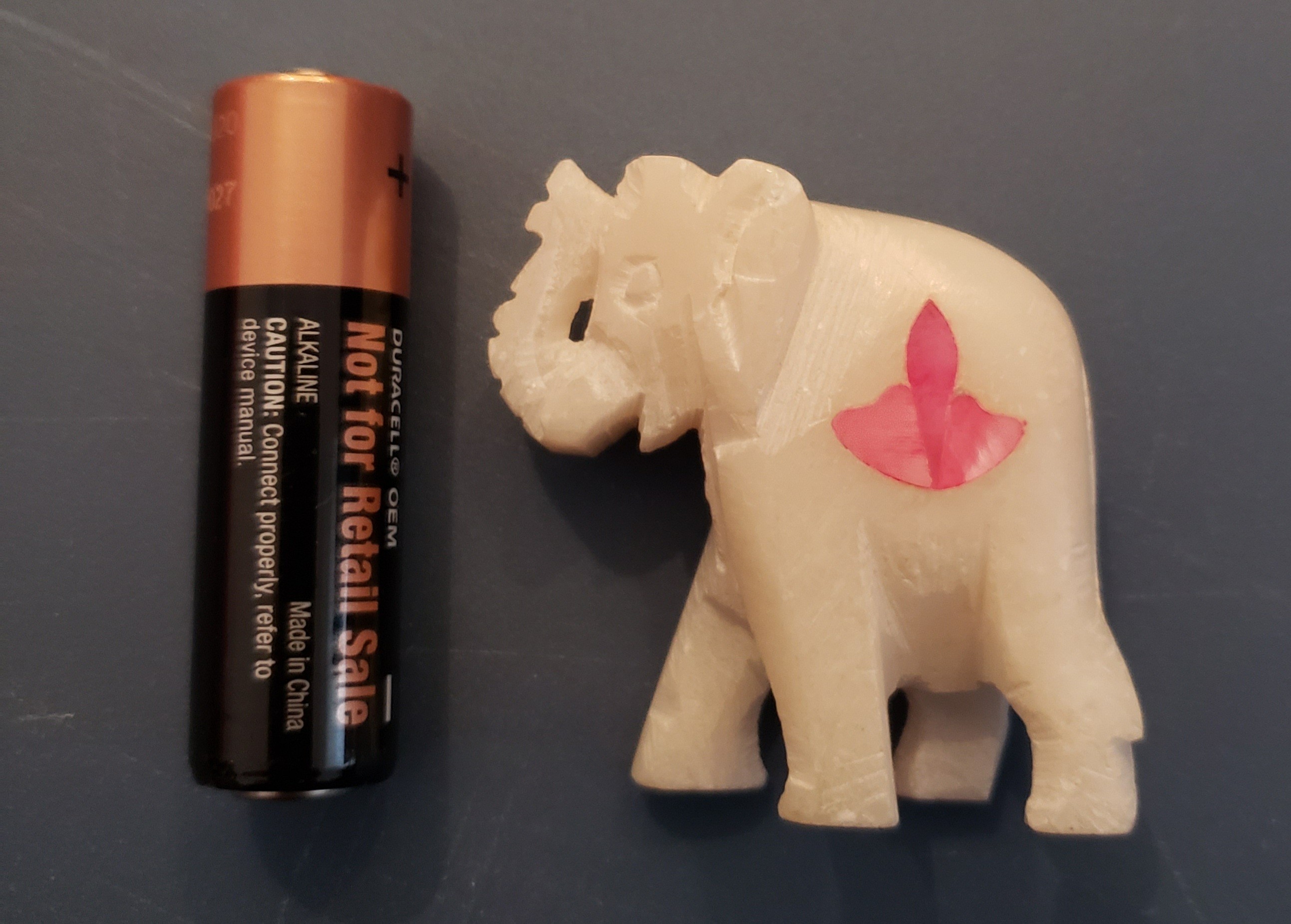 White Stone Carved Elephant - photo 3
