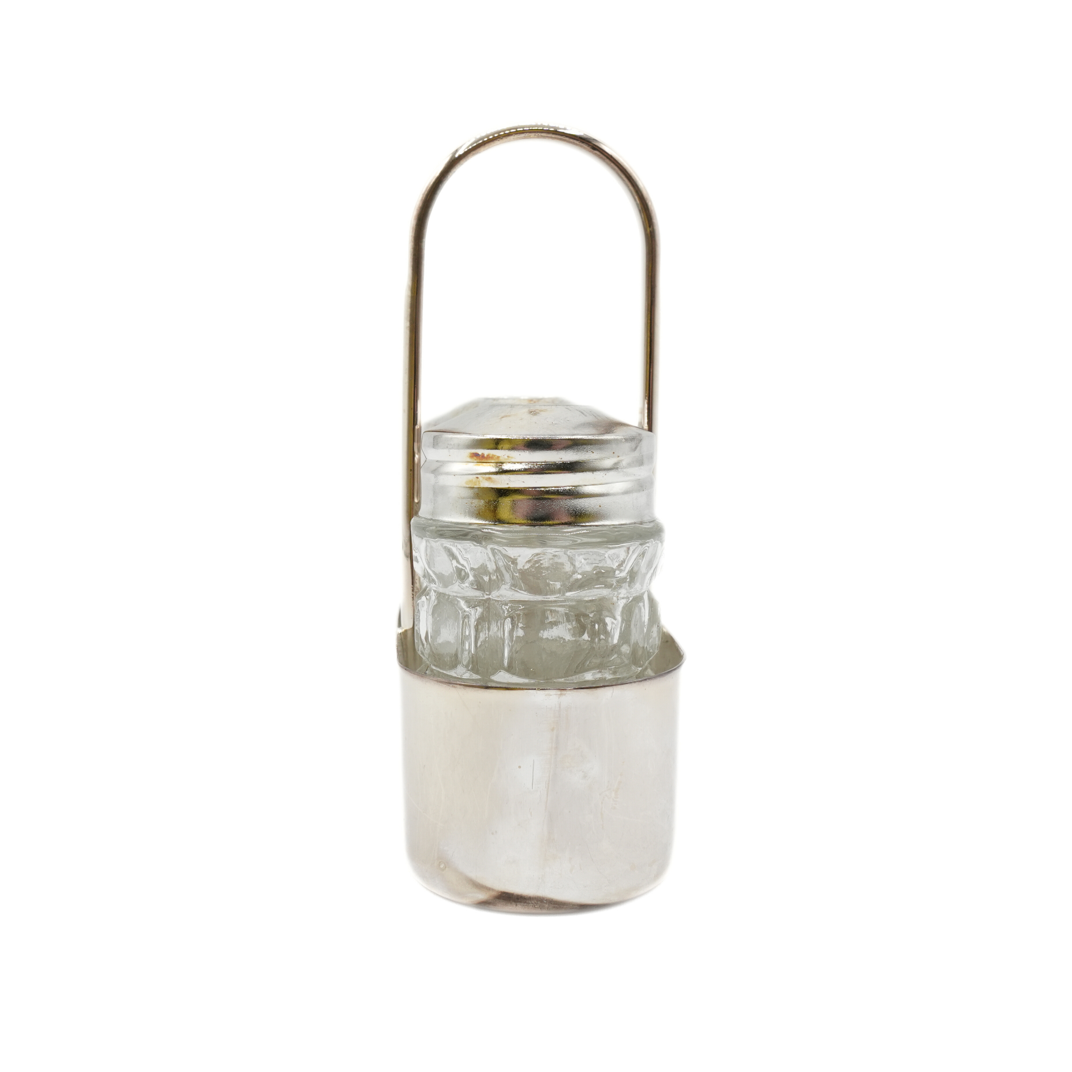 Vintage Glass Salt & Pepper Shakers with Silver Holder - photo 2