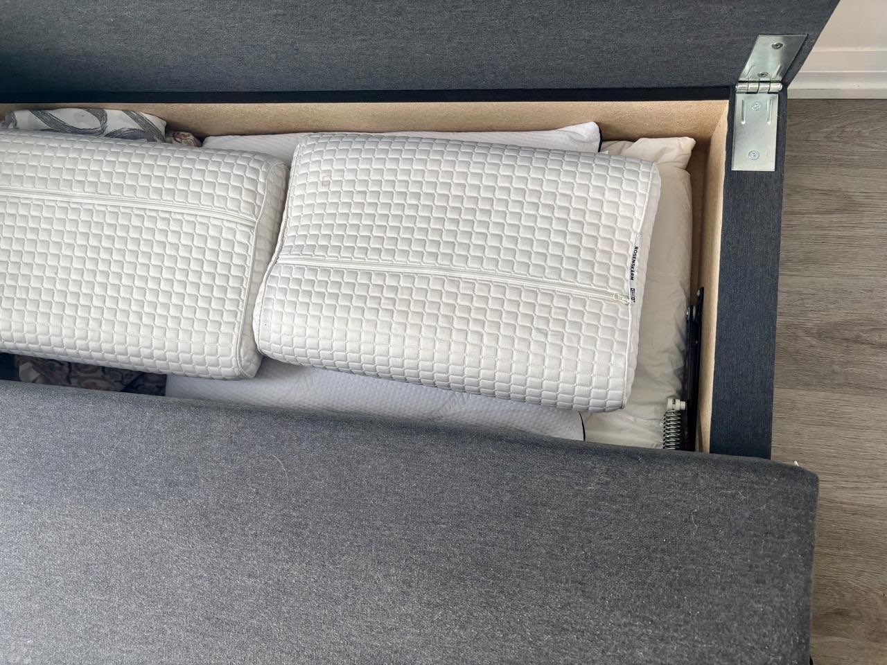 Corner sofa-bed with storage, dark gray - photo 5