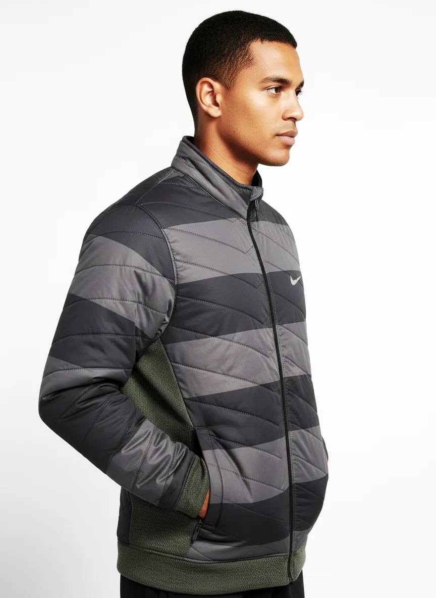 🔥NIKE Mens Quilted Padded Training Winter Jacket Gray Coat Sz(L) image indicator(8)