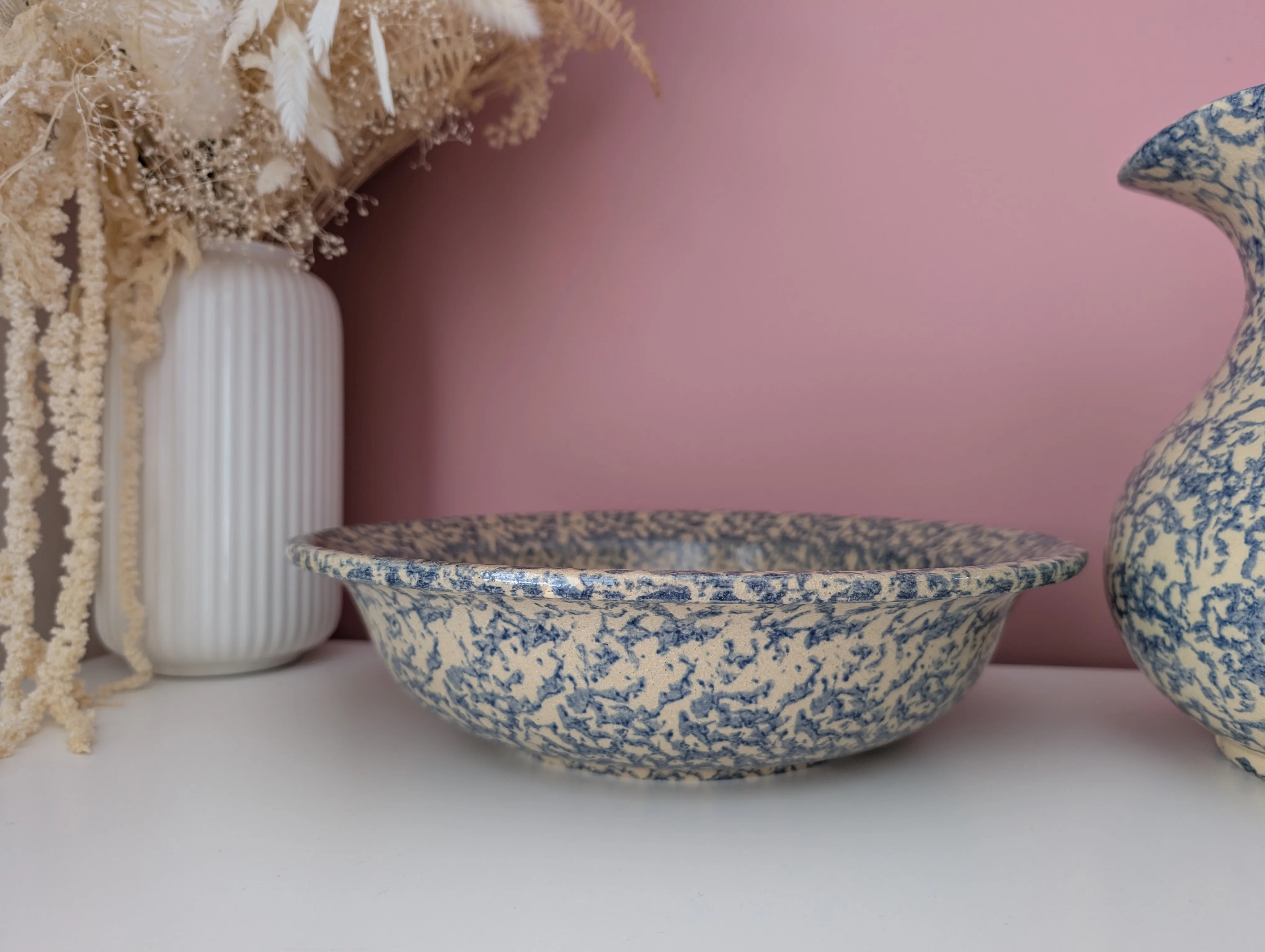 Vintage Blue & Beige Pitcher and Bowl Set image indicator(4)