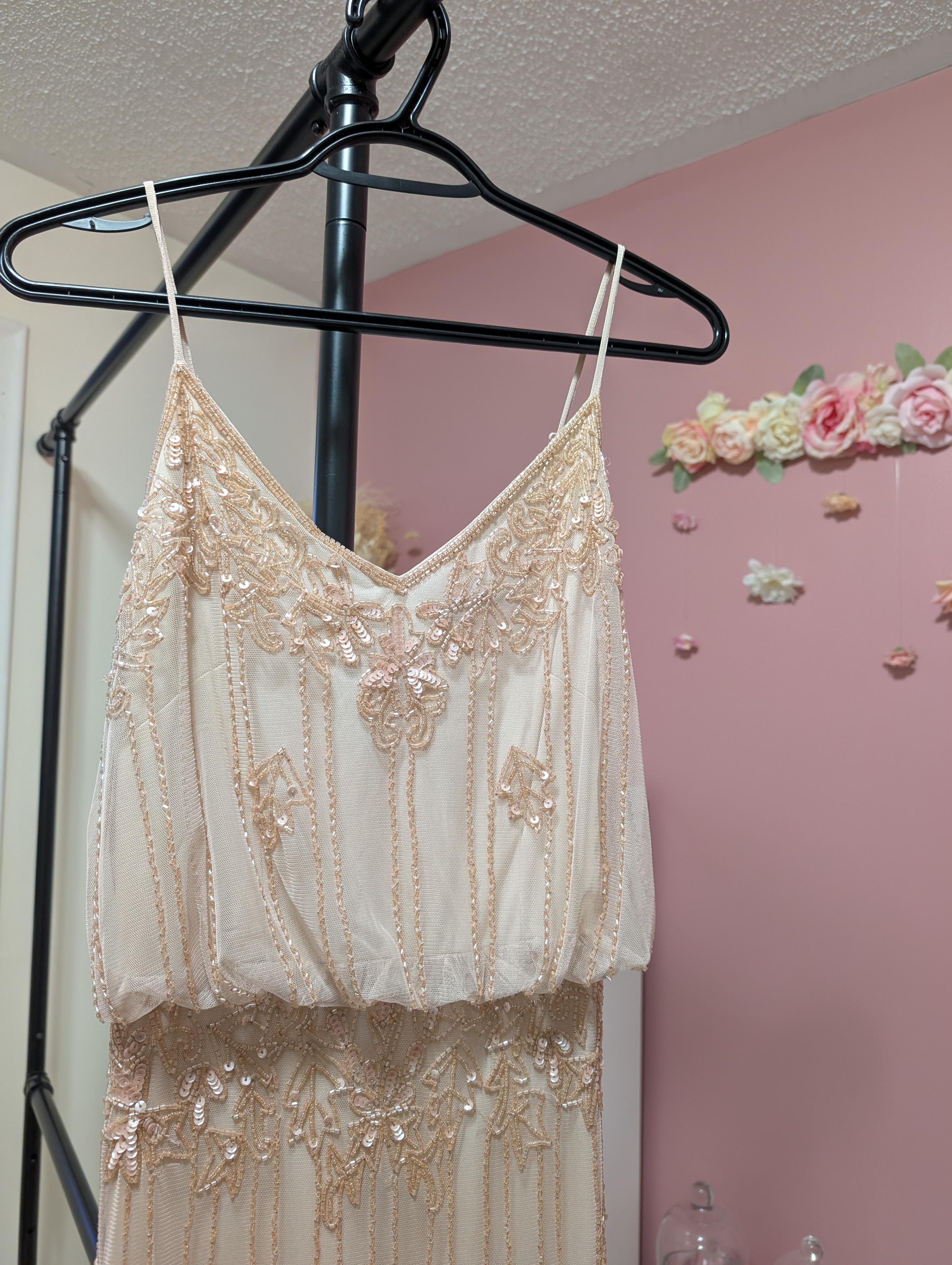 Size XS Light Pink Beaded Maxi Dress