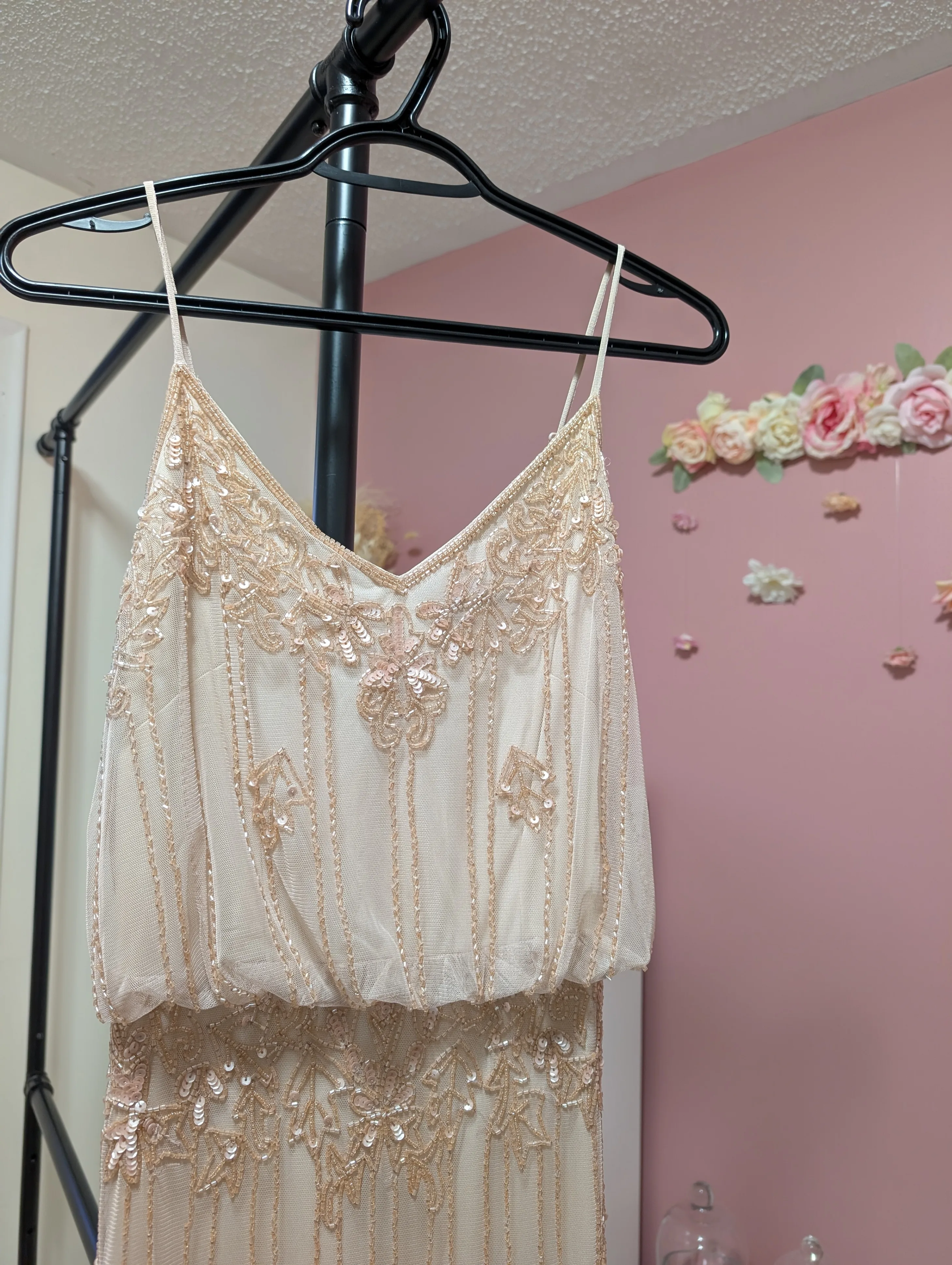 Size XS Light Pink Beaded Maxi Dress