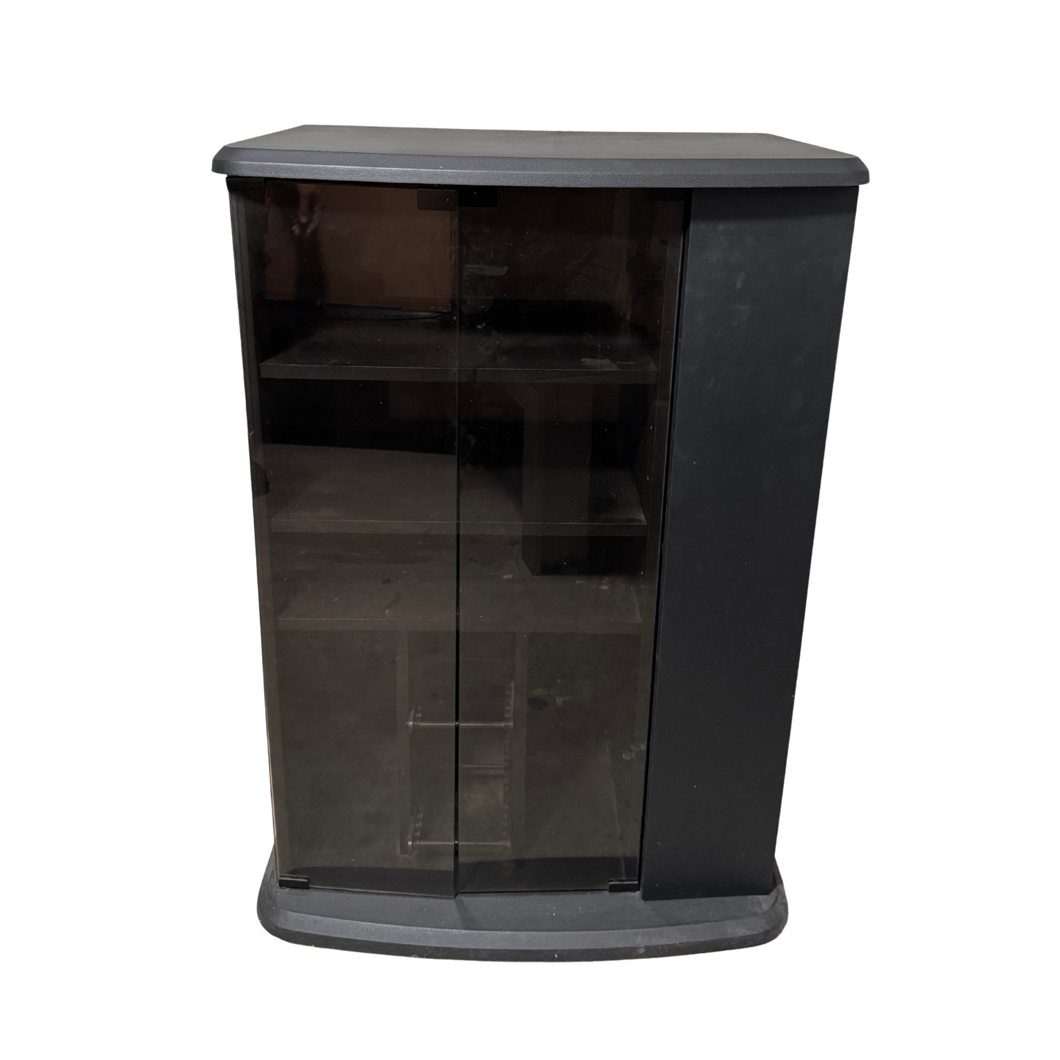 Black Media Cabinet with Glass Doors