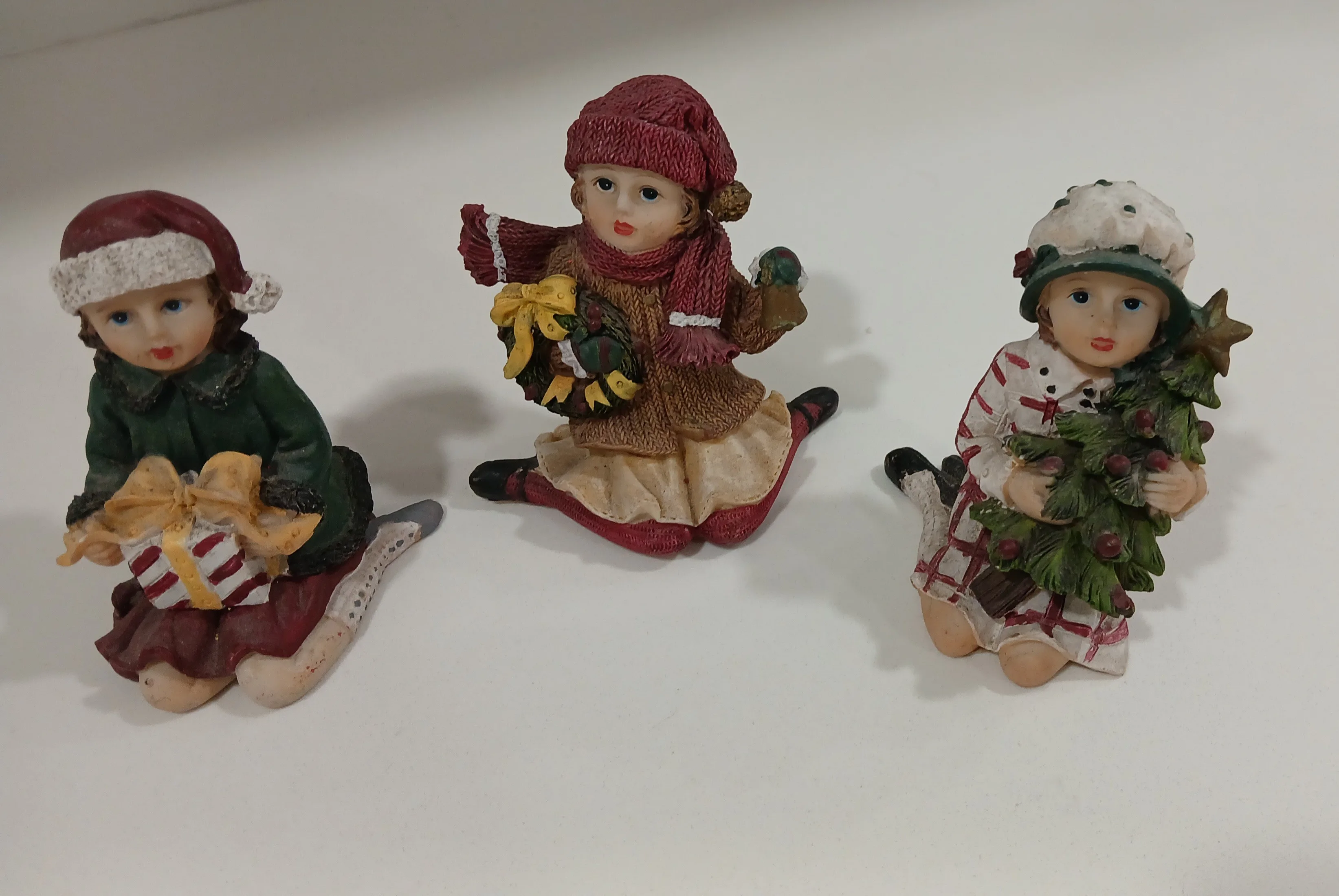 Set of Three Christmas Figurines,3.5 in. Resin Material