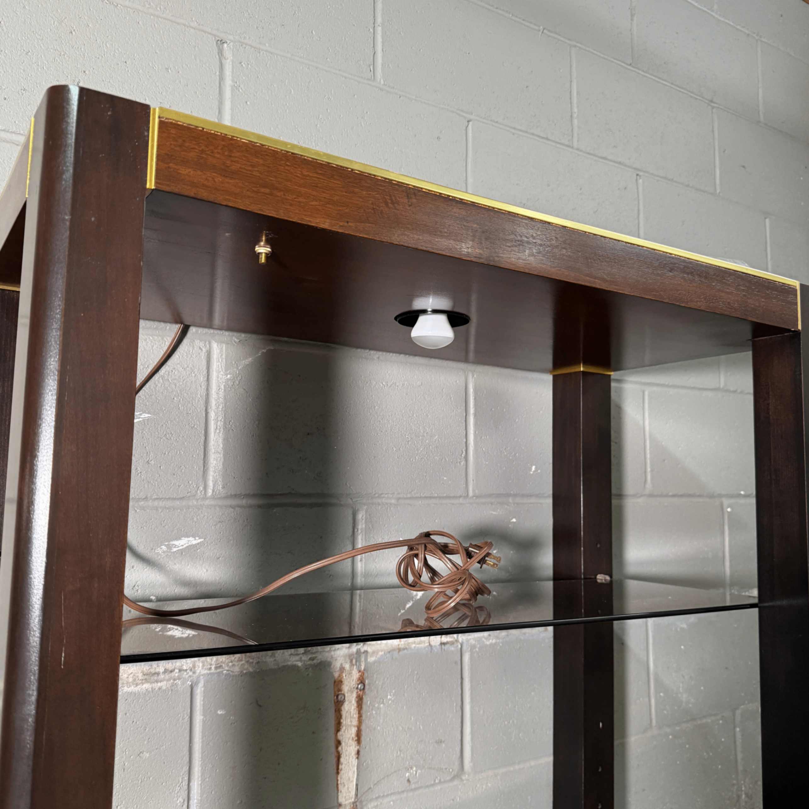 Brown Wood & Glass Display Shelf - photo 2
