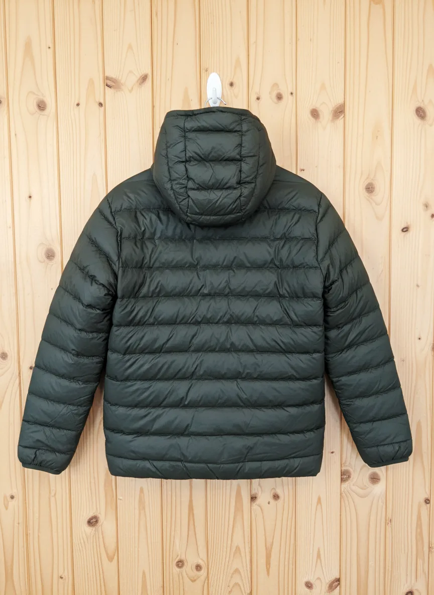 HOLLISTER Mens Green Puffer Jacket Sherpa Hood Coat Winter Sz. L image indicator(4)