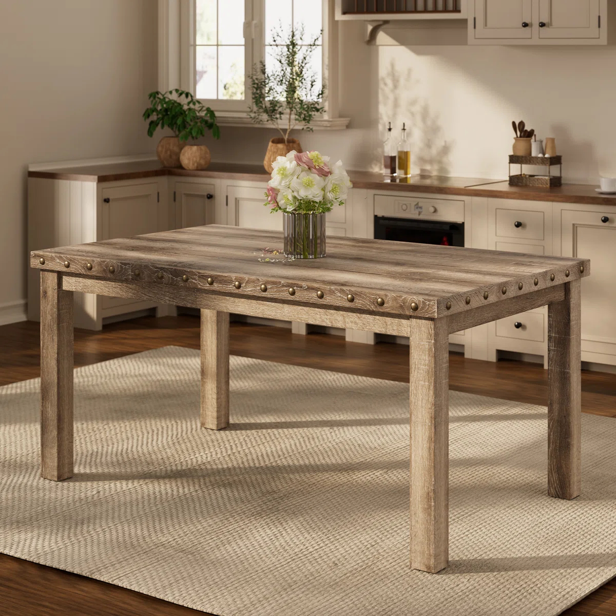 Gracie Oaks Fort Rustic Wood Dining Table - 60x36