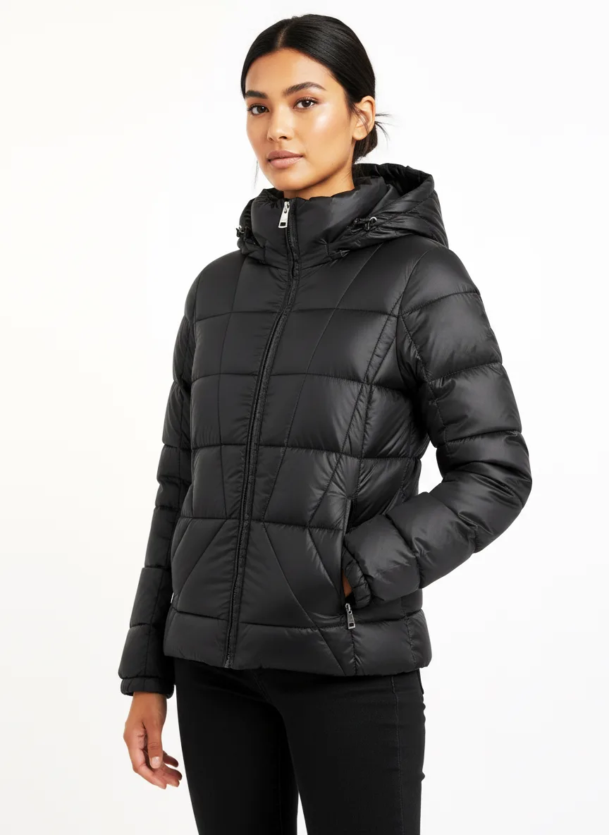 ANDREW MARC Women Blck Packable Duck Down Puffer Winter Jacket S