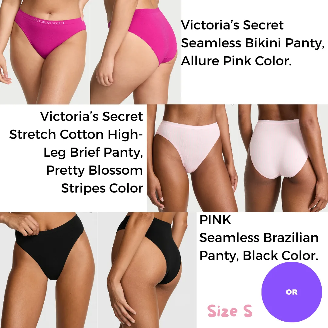 Lot of 3 Pink Victoria's Secret Panties, Size S, NEW WITH TAGS