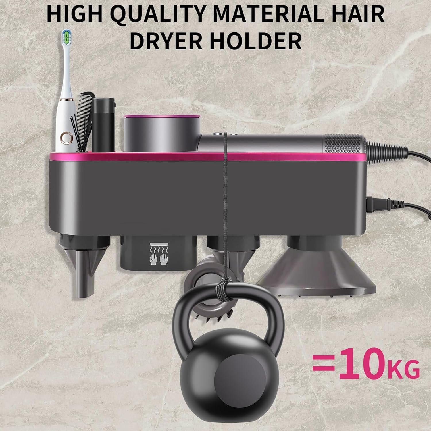 Gugxiom Hair Dryer Holder Wall Mounted (Rose Red) - photo 5
