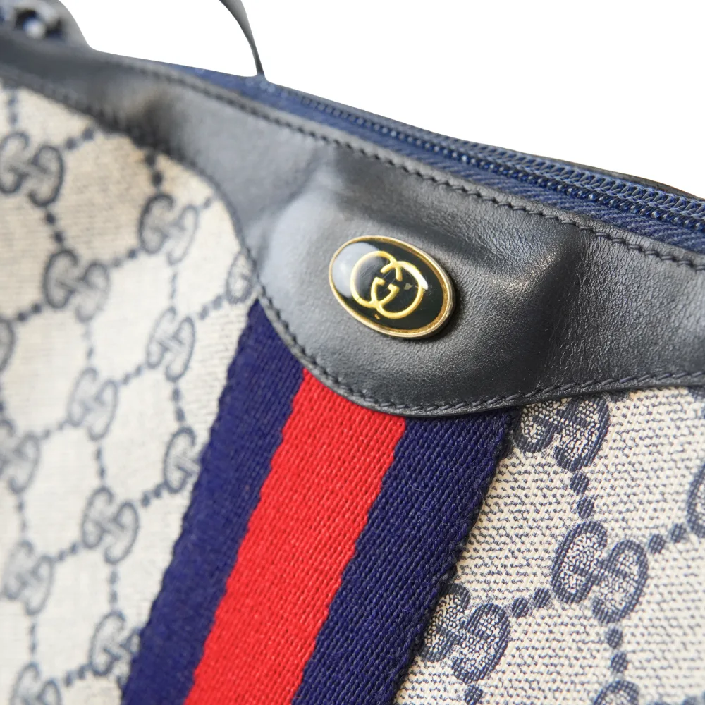 GUCCI Vintage Sherry Line Shoulder Bag - Navy image indicator(5)