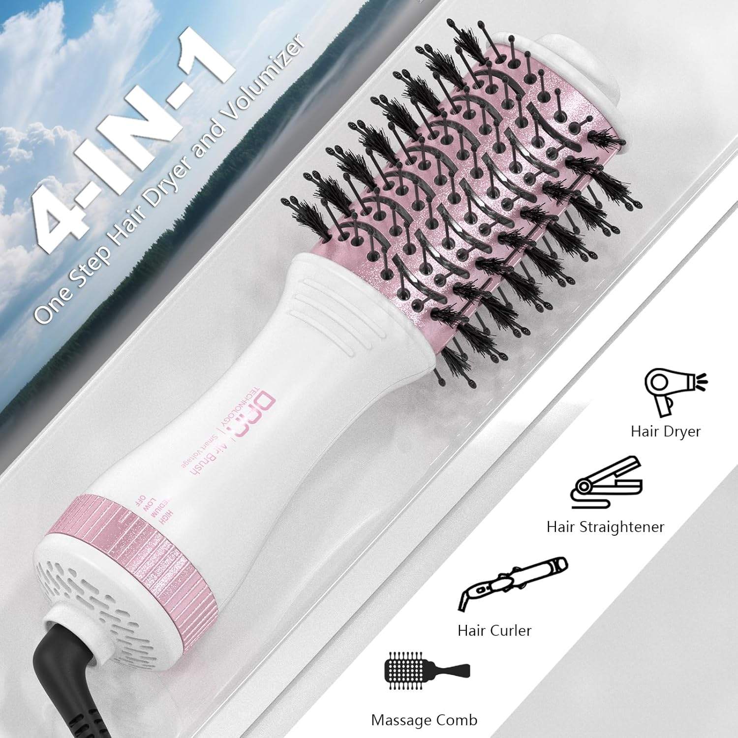 DAN Air Brush 4-IN-1 Hair Dryer & Volumizer (NEW, White) - photo 2
