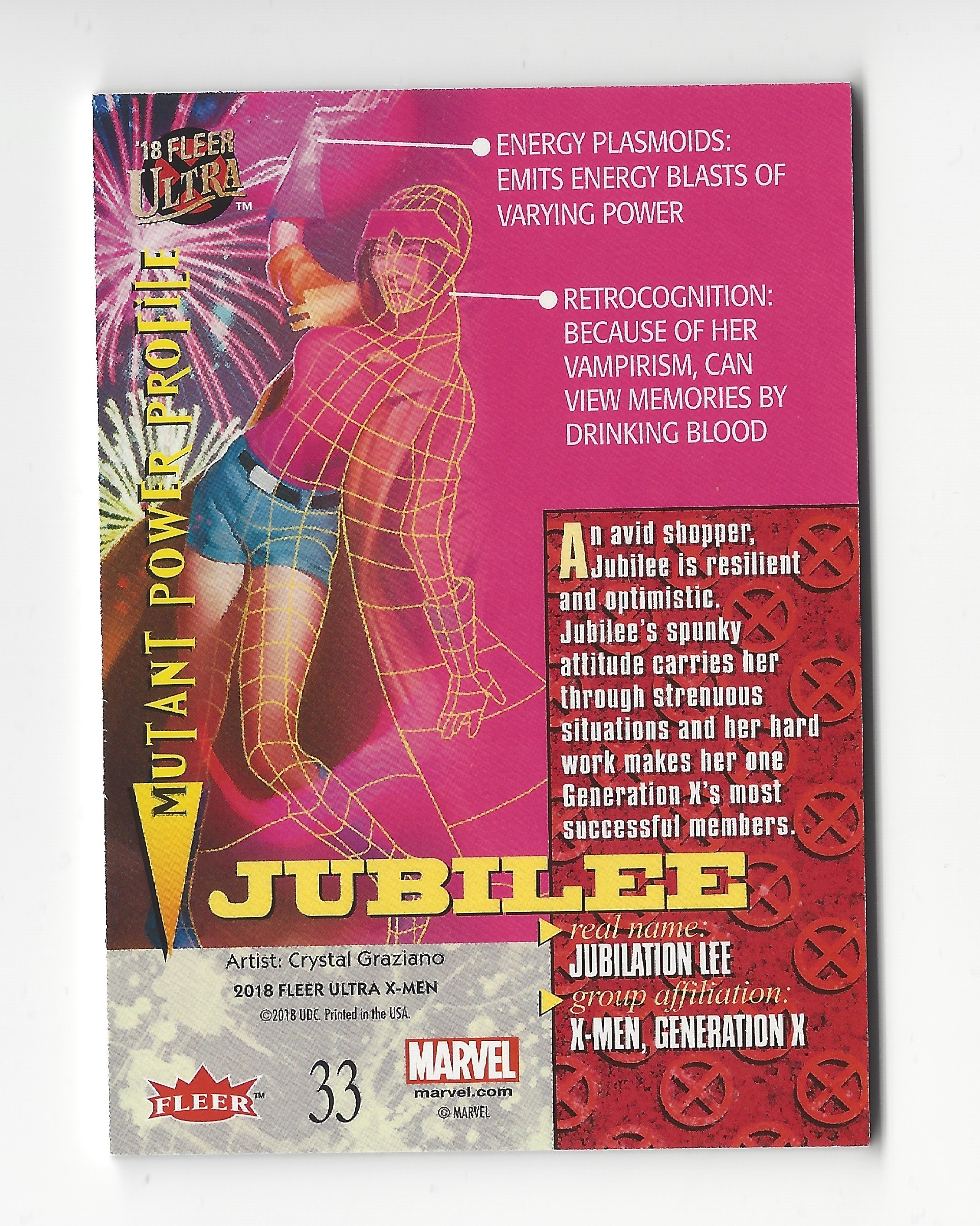 2018 Fleer Ultra X-Men Trading Card Heroes #33 Jubilee - photo 2