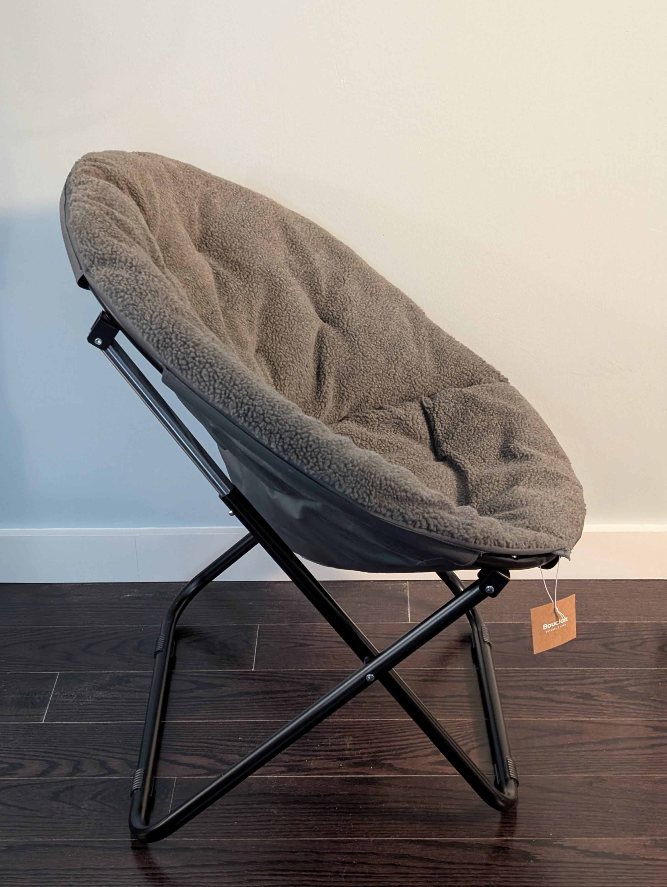 Bouclair Grey Sherpa Foldable Papasan Chair - photo 3