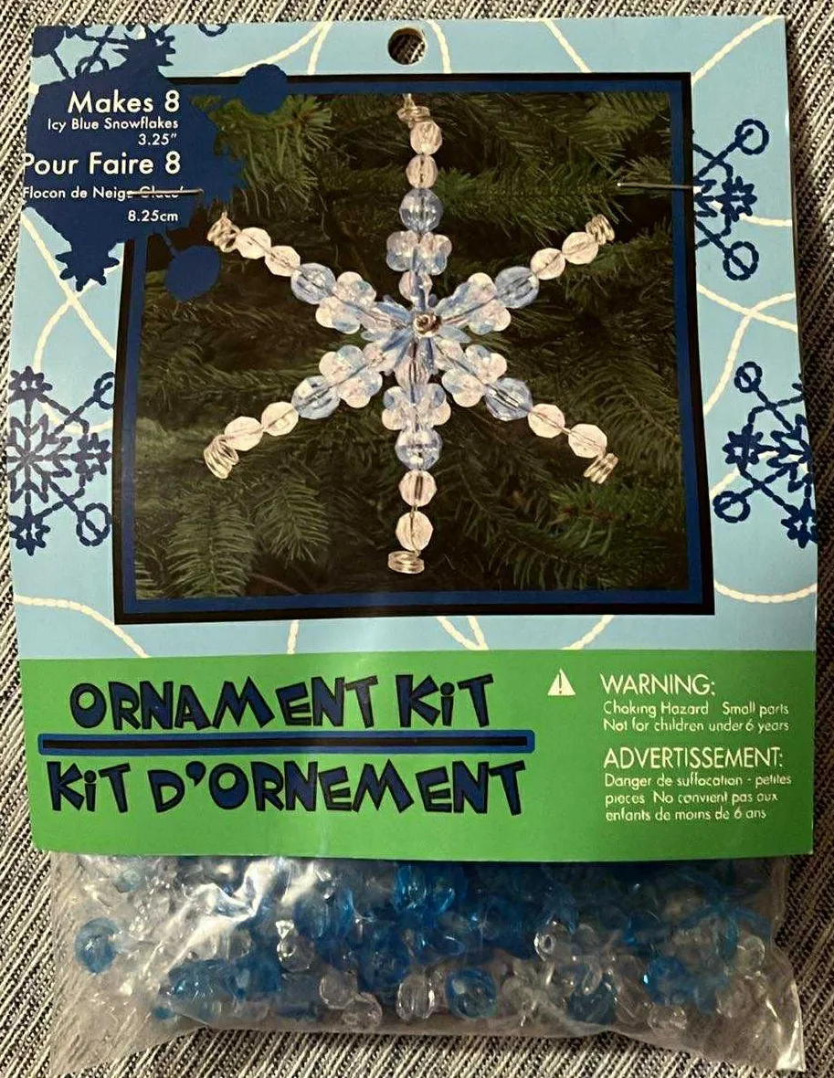 Ornament Kit Ice Blue Snowflakes (New) Makes 8
