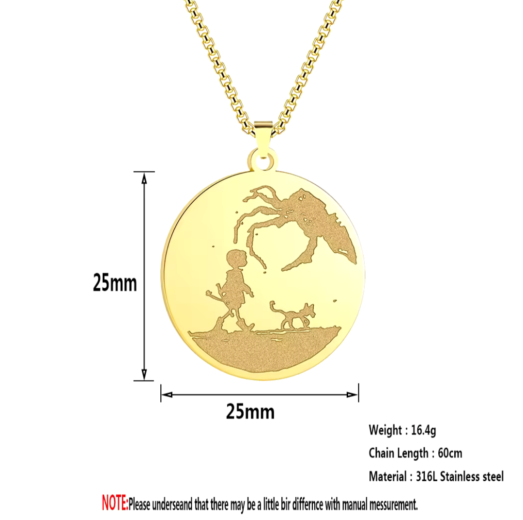 CORALINE Stainless Steel Necklace Circle Disc Pendant NEW - photo 2