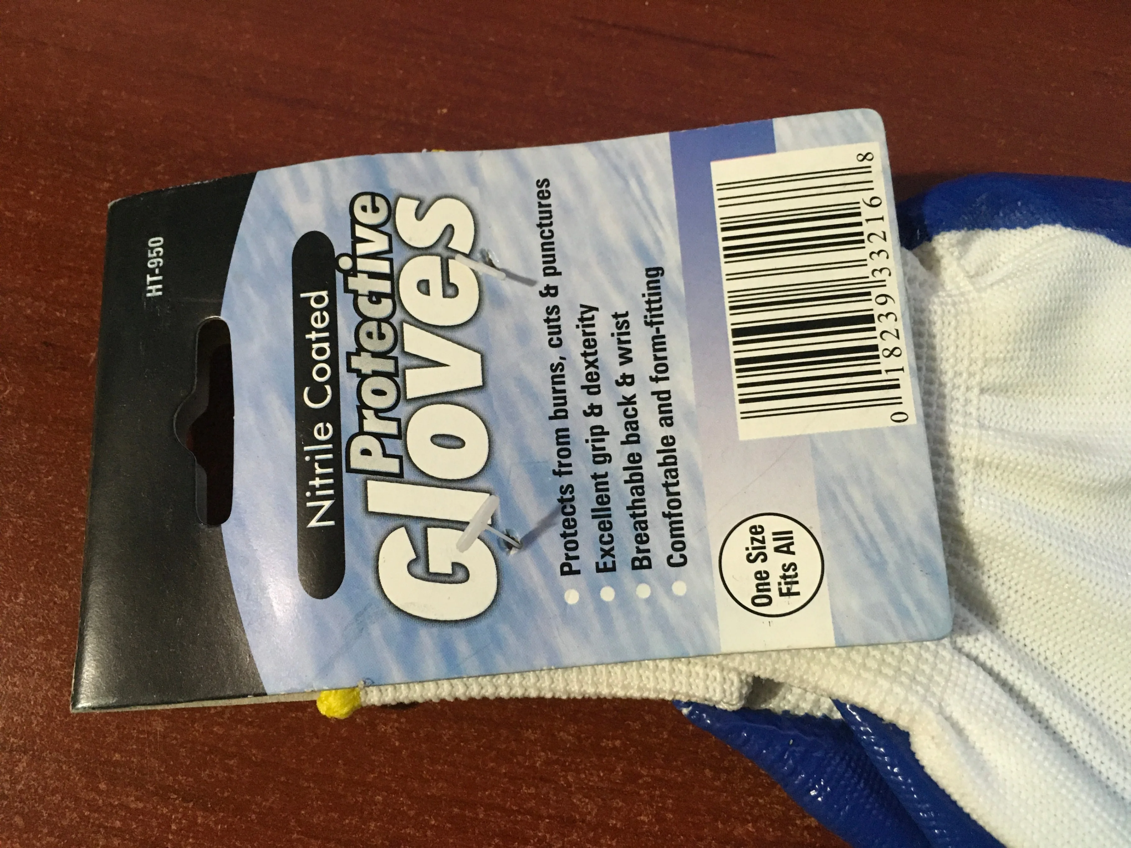 Nitrile Coated Protective Gloves - One Size Fits All