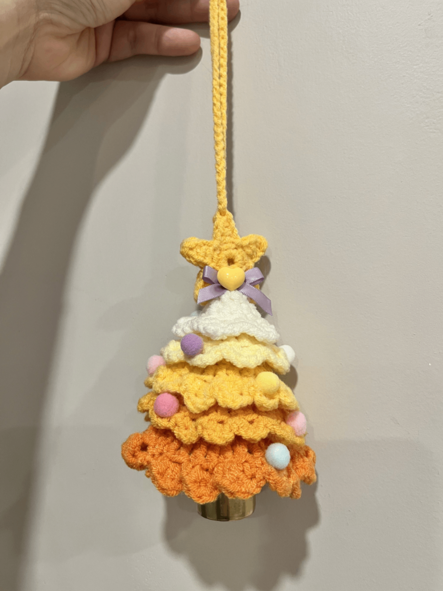 Christmas Crochet Tree Ornament with Bell Cute Xmas Decoration