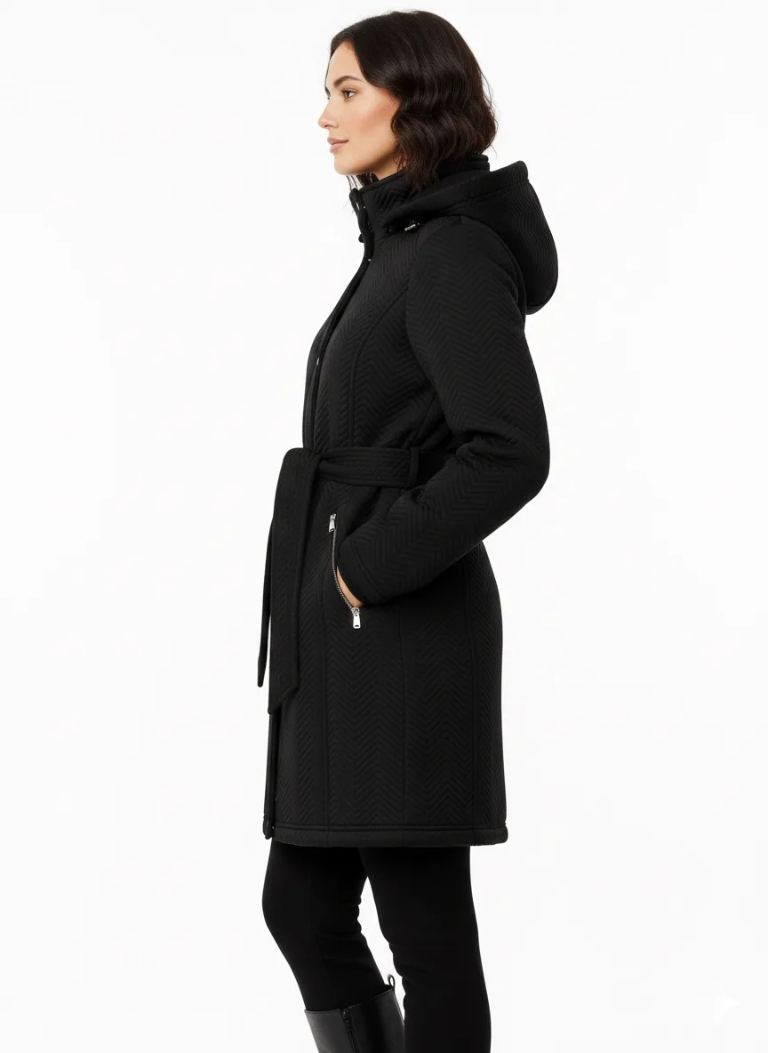 Womens Weatherproof Winter Jacket, Quilted Coat Hooded Belted, S image indicator(3)