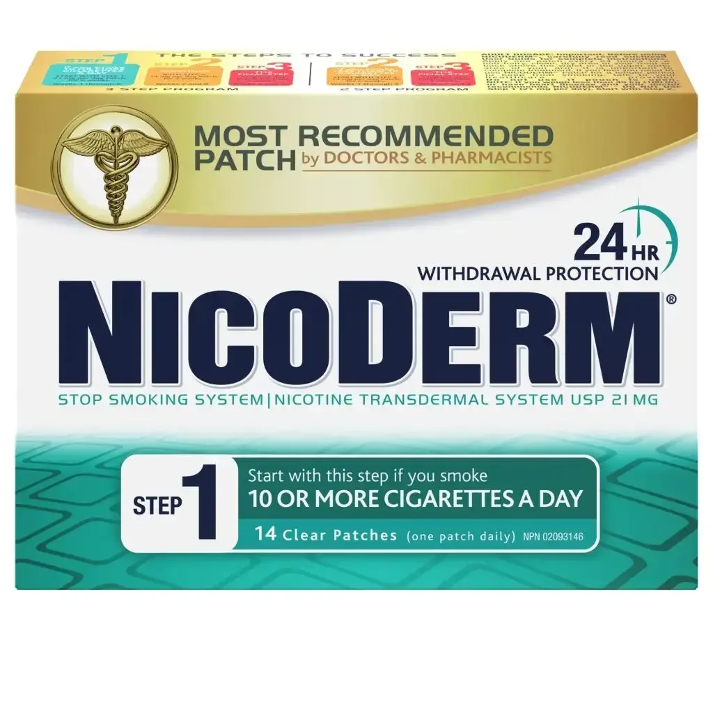 Nicoderm Step 1 Clear Patches, 21 mg of Nicotine/Day, 7 Count