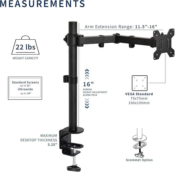 New VIVO Black Monitor Desk Mount - 13" to 38" - photo 2