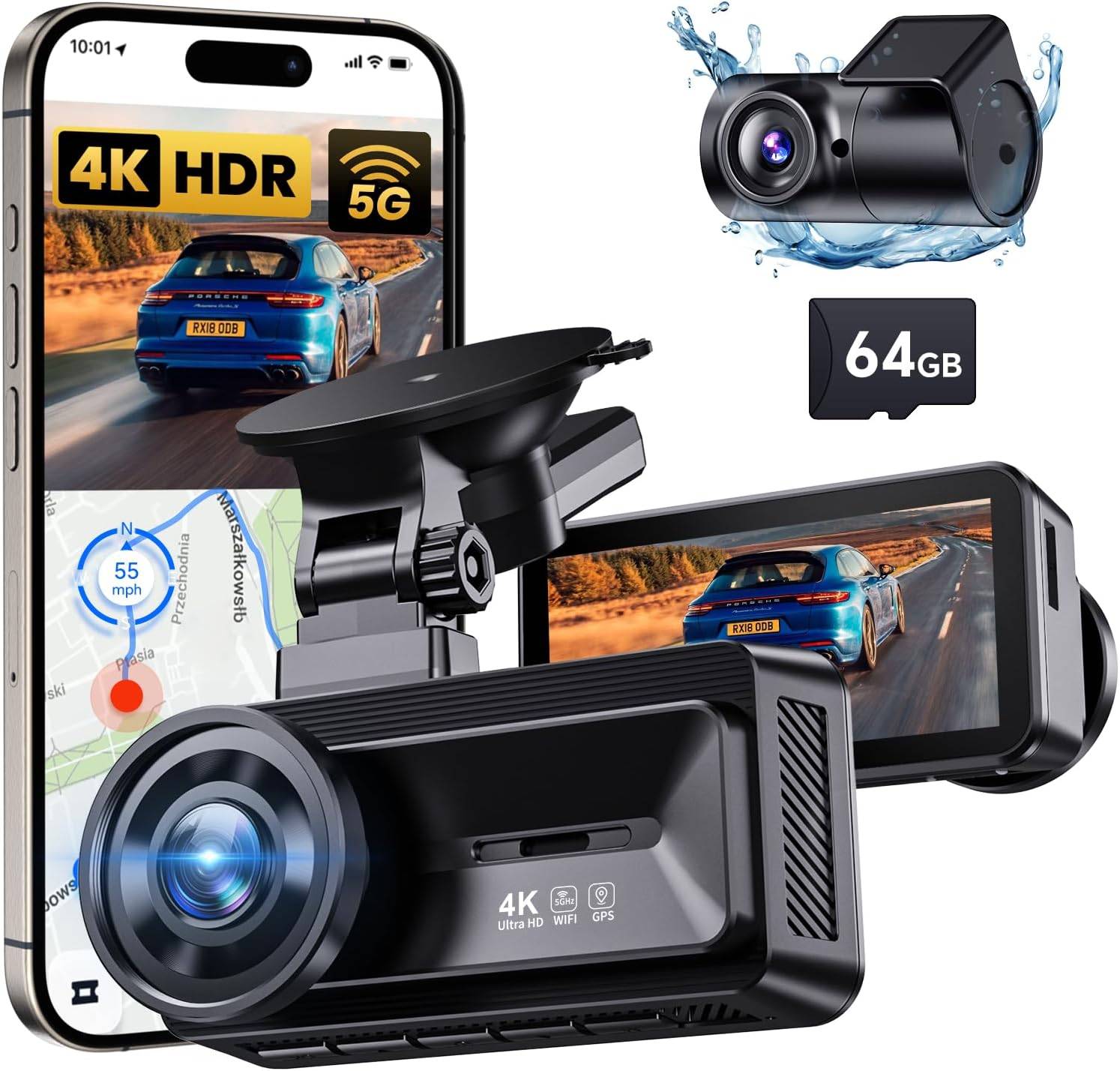 4K Dash Cam Front and Rear