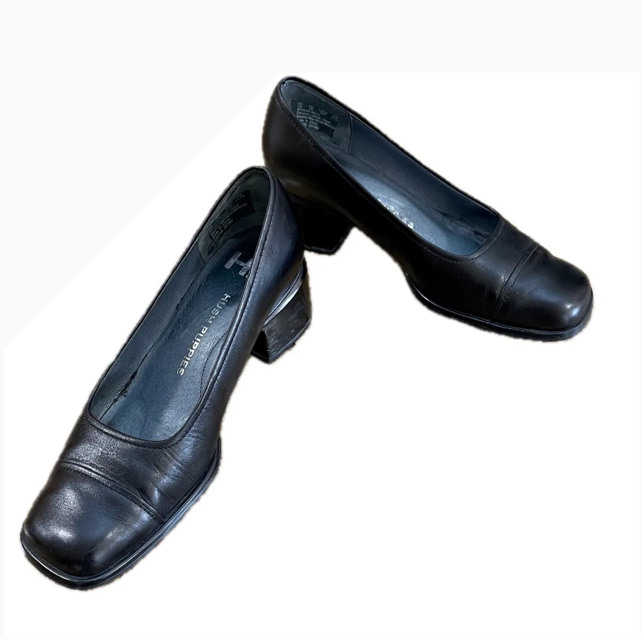 Hush Puppies Black Leather Pumps - Size 8