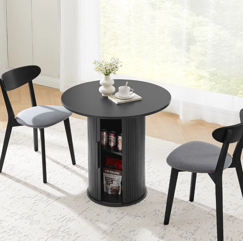 Round Black Accent Dining Table with Storage (New in box)