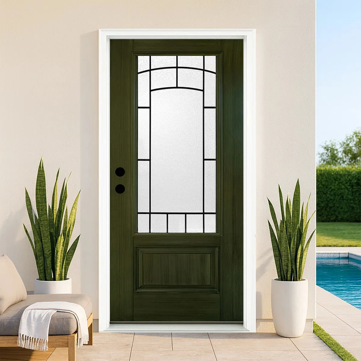 Frosted Painted Fibreglass Front Door - 36 x 80
